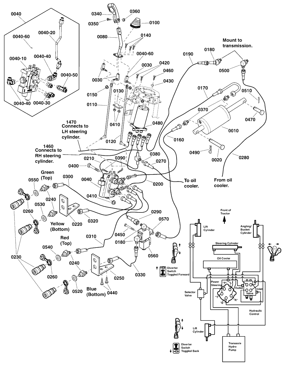 Hydraulic Group Diagram and Parts List for 2691522-00  Simplicity Lawn Tractor