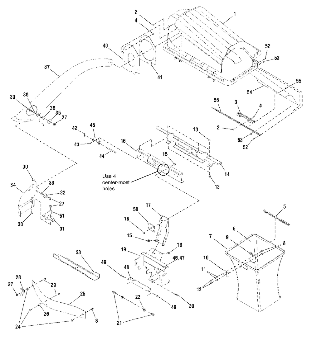 Twin Catcher Assembly Diagram and Parts List for 1695168  Simplicity Lawn Tractor Accessories