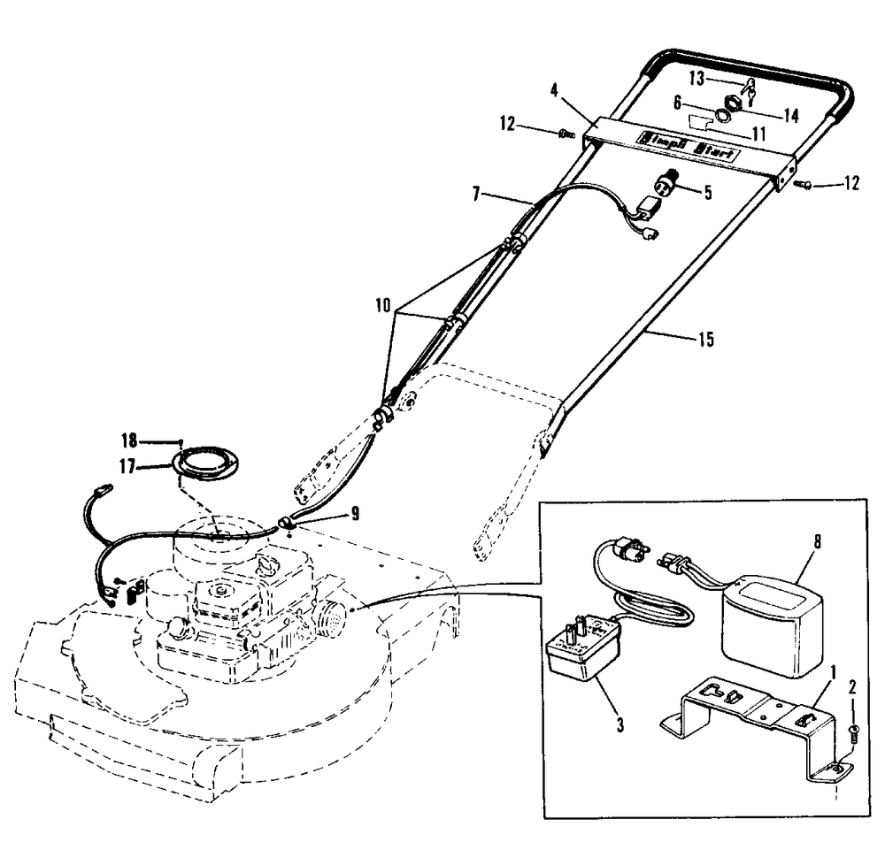 Electric Start Group Diagram and Parts List for 1021 1690133 Simplicity Lawn Mower