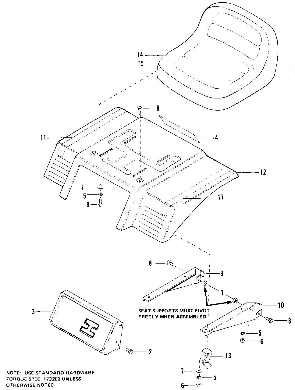 Seat Group (4108ms, 4108es And 4111) Diagram and Parts List for 4111 1690344 Simplicity Lawn Tractor
