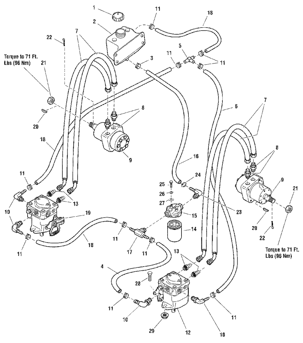 Hydraulic Group Diagram and Parts List for 2650 5900705 Simplicity Lawn Tractor