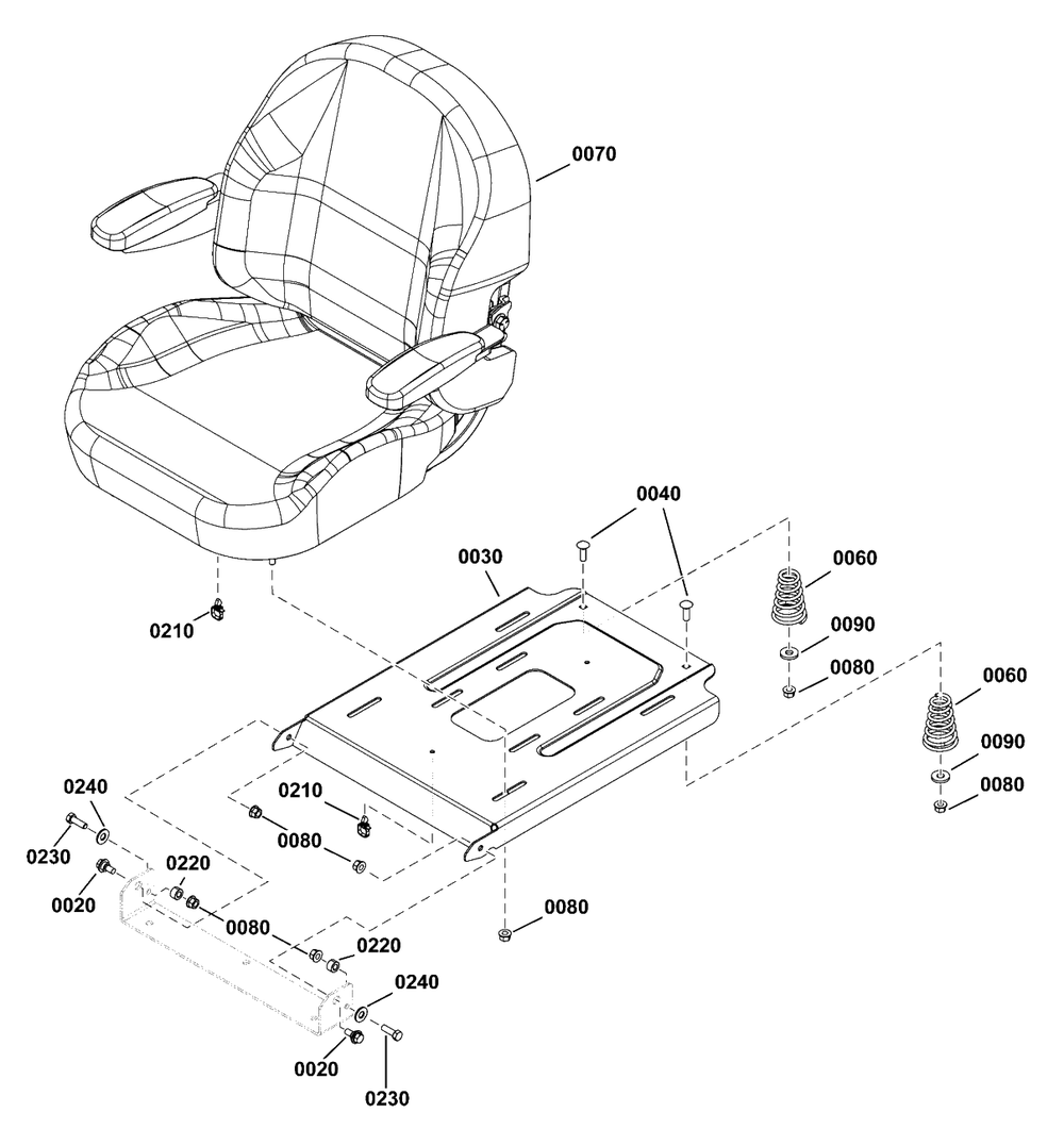Seat Group Diagram and Parts List for 2691815-01  Simplicity Lawn Tractor