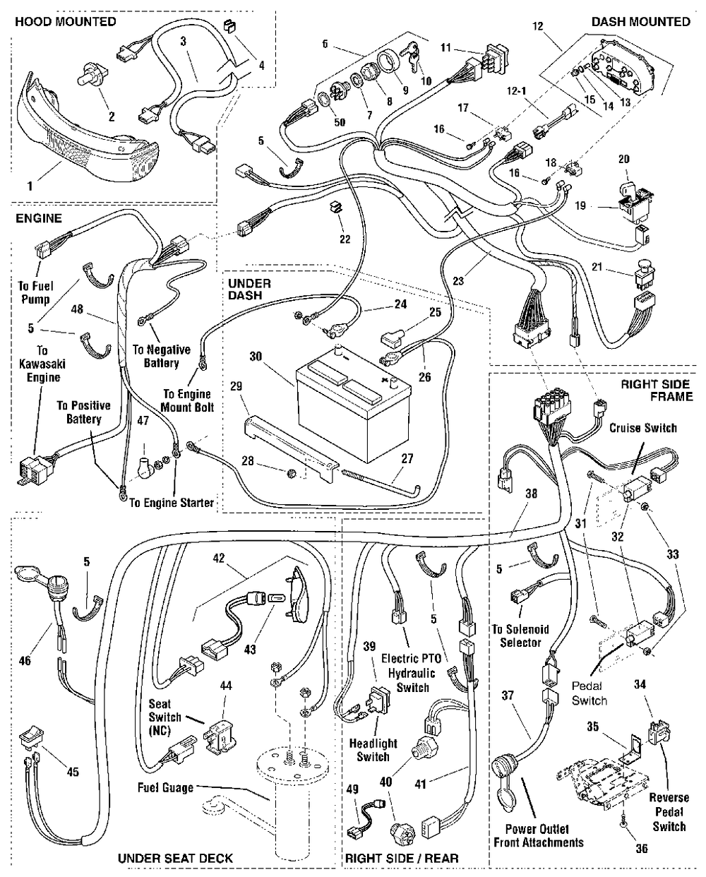 Electrical Group - Kohler And Kawasaki Diagram and Parts List for 2690956-00  Simplicity Lawn Tractor