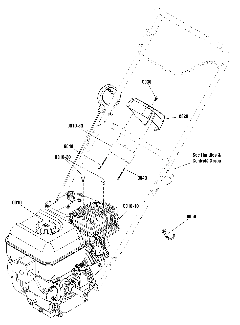 Engine Group Diagram and Parts List for 1022EE 1696854-00 Simplicity Snow Blower