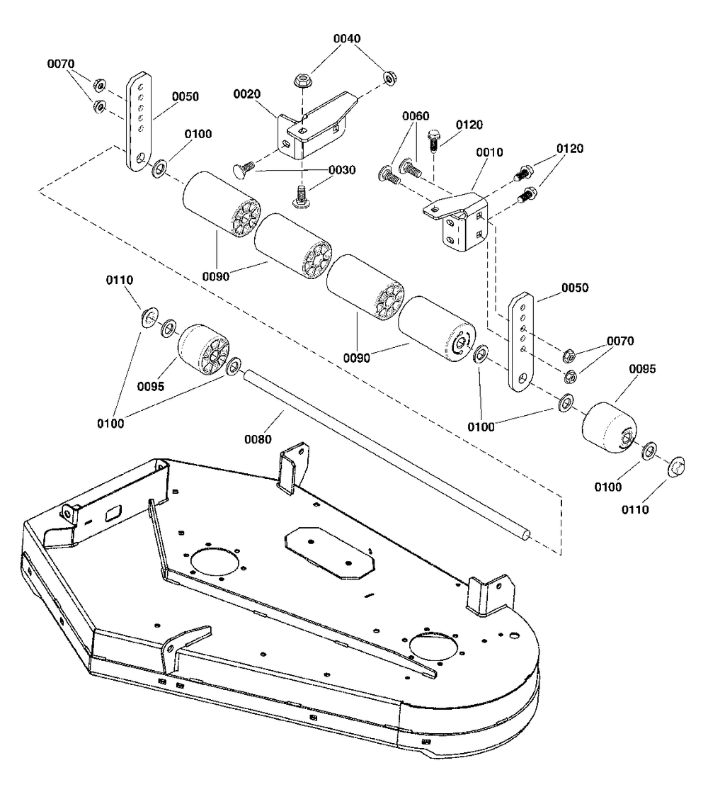 36-Inch Mower Deck - Roller Group (2992727) Diagram and Parts List for 2691519-01  Simplicity Lawn Tractor