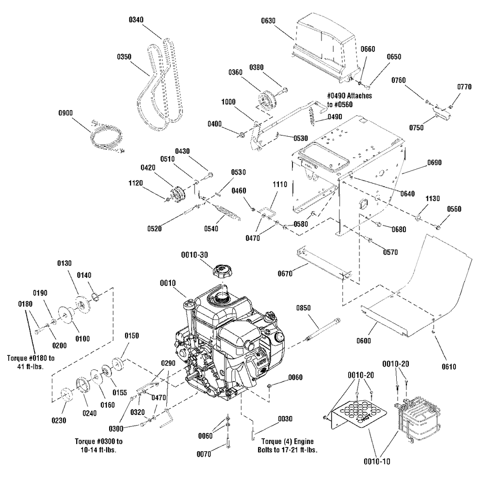 Engine And Frame Group Diagram and Parts List for P1738E 1695827 Simplicity Snow Blower
