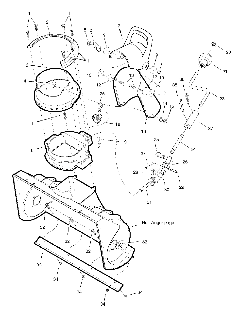 Chute System Group Diagram and Parts List for 5022E (1695090)(2006) Simplicity Snow Blower