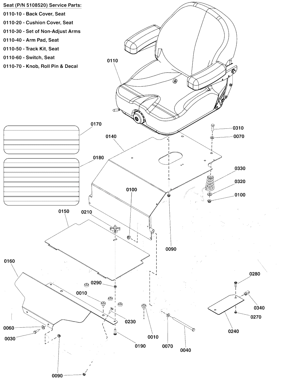 Seat Mount And Floor Group S/N: 4000906411 And Above Diagram and Parts List for 5901744  Simplicity Lawn Tractor