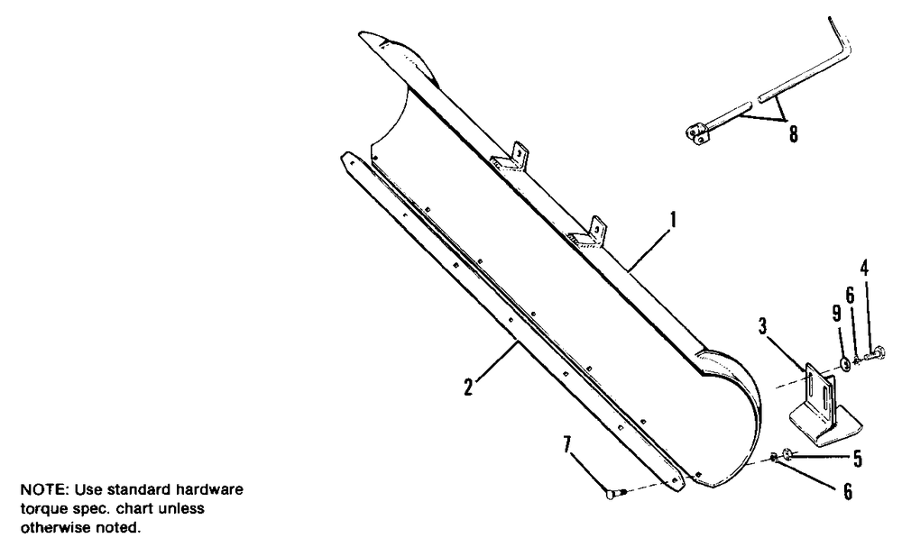 46-Inch Dozer Blade Diagram and Parts List for 1690088  Simplicity Lawn Tractor Accessories