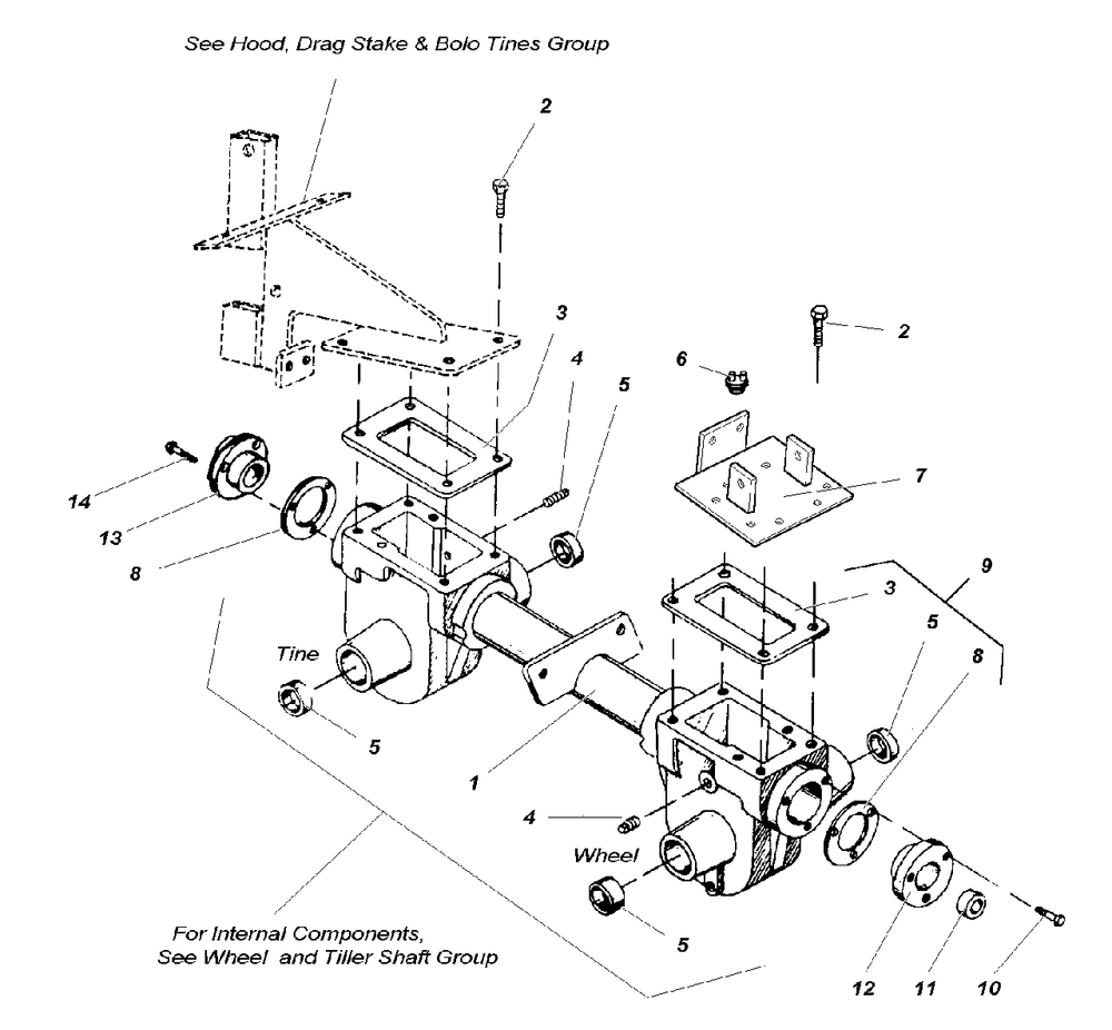 Transmission Group Diagram and Parts List for 514RT 1693705 Simplicity Tiller