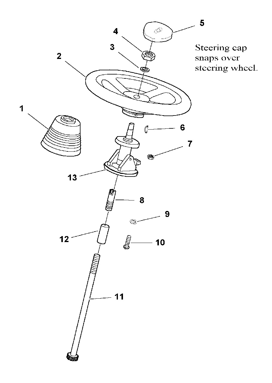 Tilt Steering Wheel Kit (1686866) Diagram and Parts List for 1686866  Simplicity Lawn Tractor Accessories
