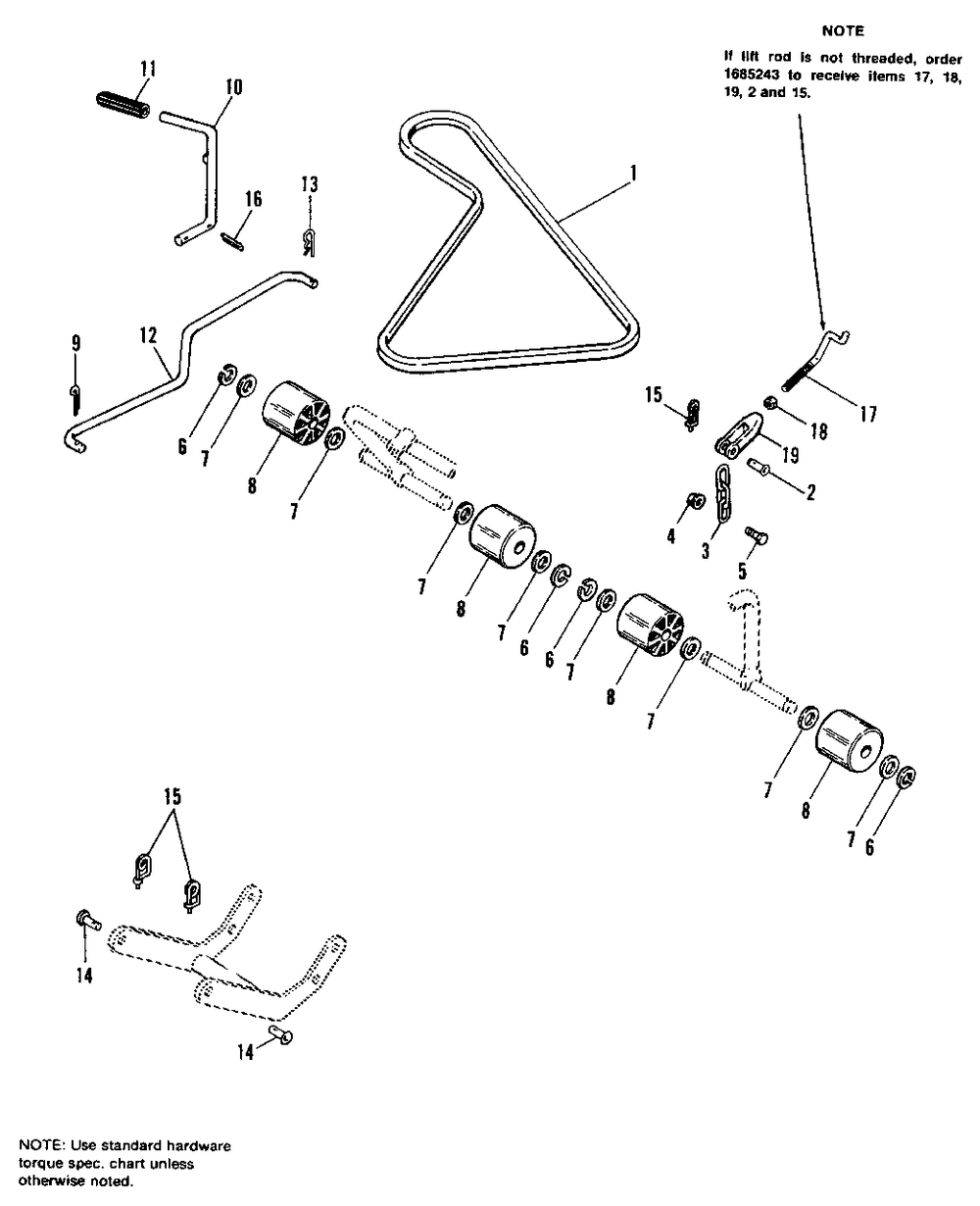 36-Inch Roller And Misc. Group Diagram and Parts List for 6008 1690315 Simplicity Lawn Tractor