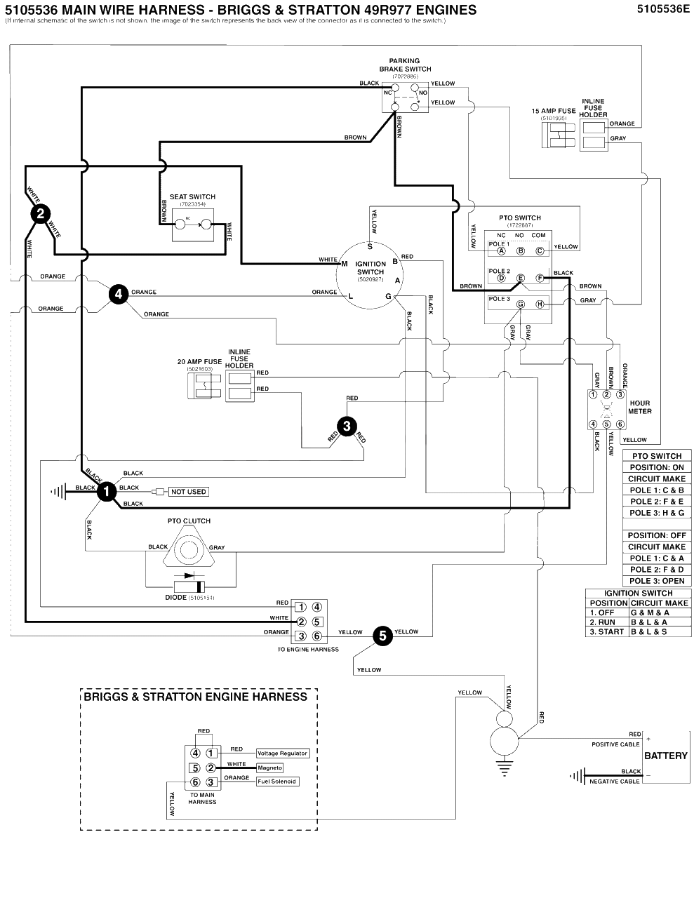 Electrical Schematic - Ignition Ground Circuit/Op. Pres. - B&s 49r977 Vanguard Diagram and Parts List for 5901998  Simplicity Lawn Tractor