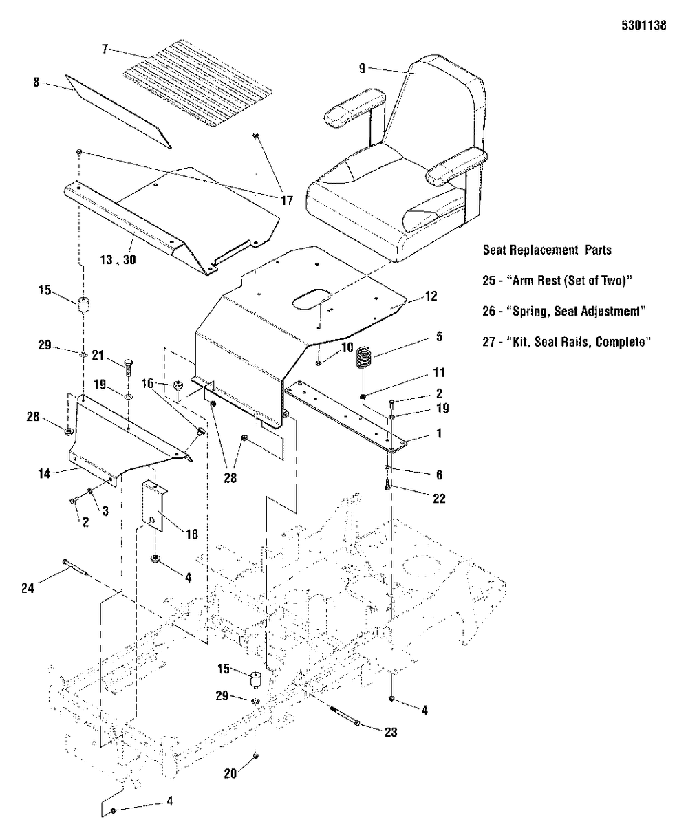 Seat And Kickplate Group - B&s Professional Series Diagram and Parts List for 2650 5900705 Simplicity Lawn Tractor