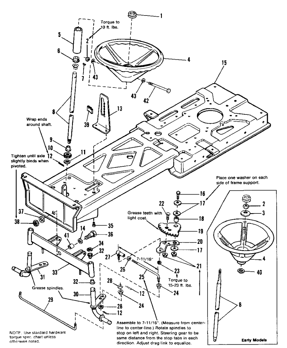 Frame, Front Axle And Steering Group Diagram and Parts List for 3110 1690566 Simplicity Lawn Tractor