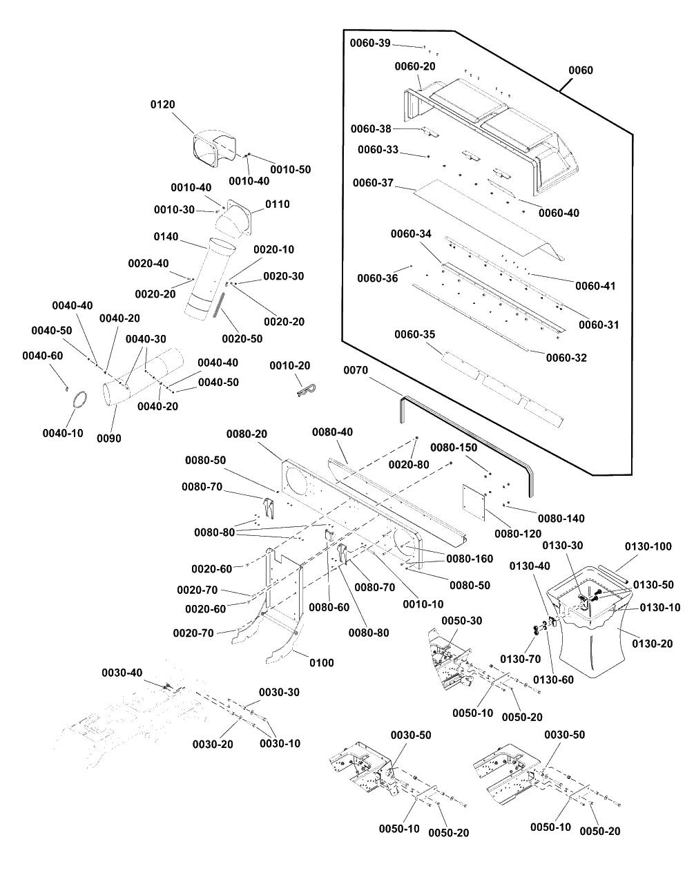 Triple Catcher Assembly Diagram and Parts List for 1697364A-00  Simplicity Lawn Tractor Accessories