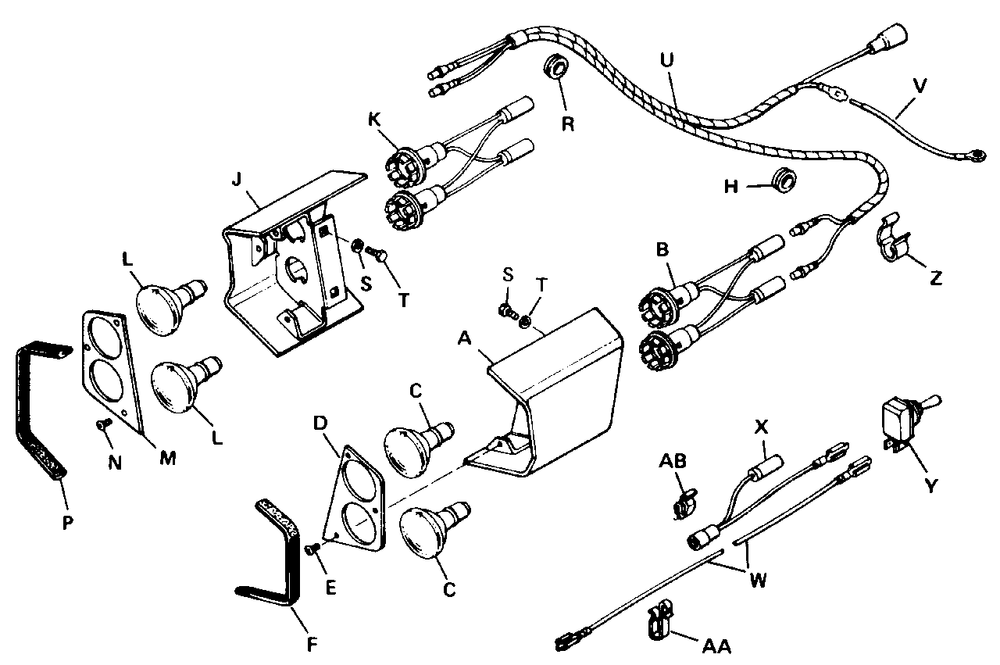 Front Light Group Diagram and Parts List for 3310V 990653 Simplicity Lawn Tractor