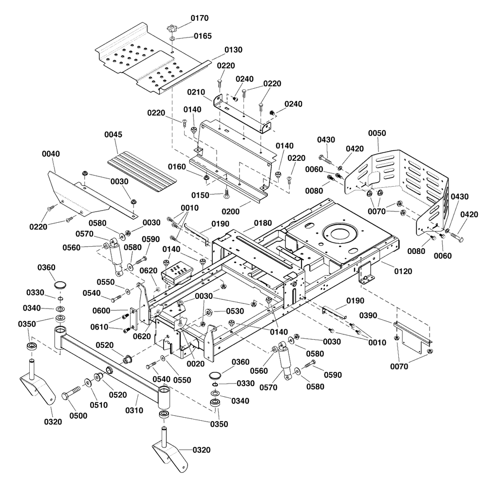 Frame Group Diagram and Parts List for SZT350 2691696-01 Simplicity Lawn Tractor
