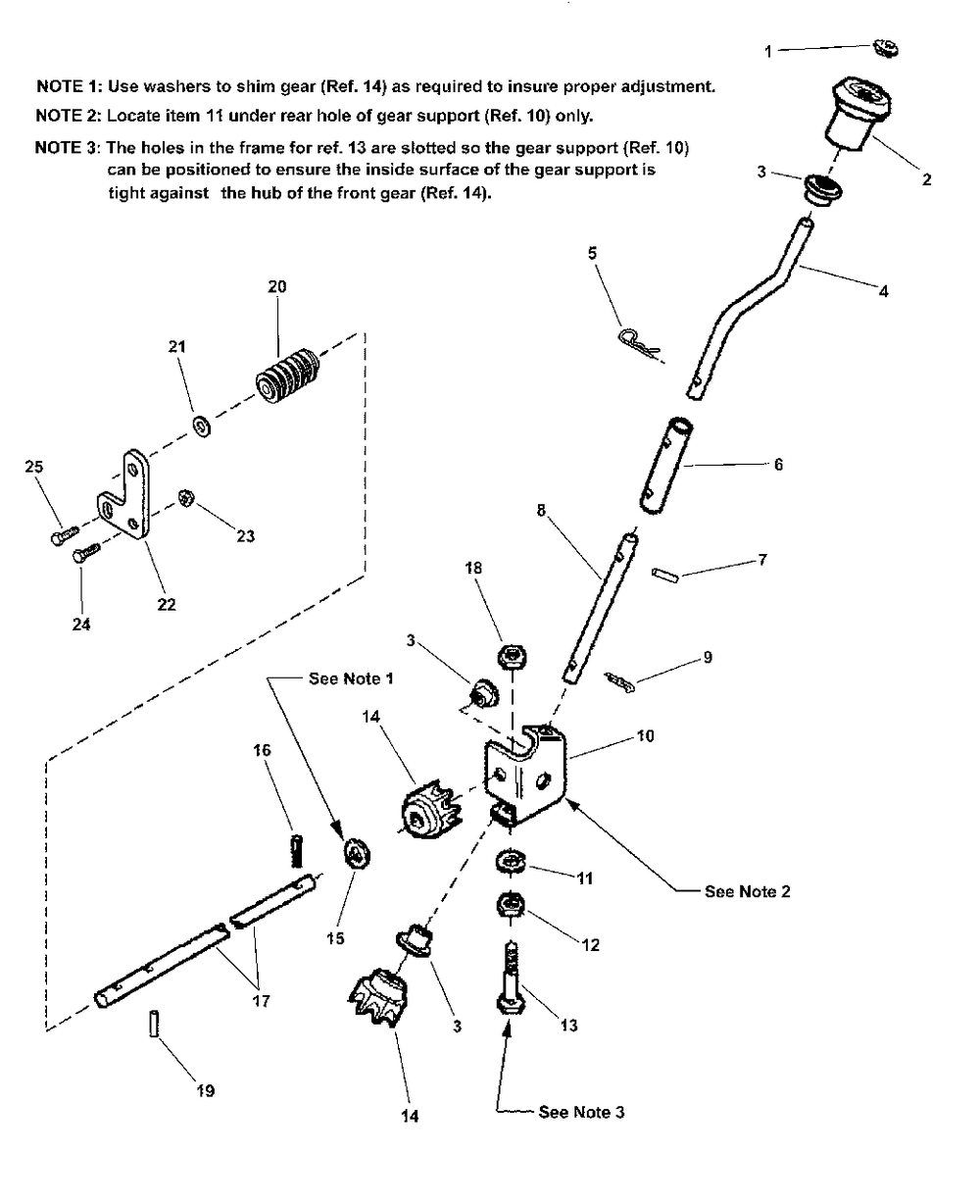 Chute Crank Control Group (070ccctr) Diagram and Parts List for 860E 1694588 Simplicity Snow Blower