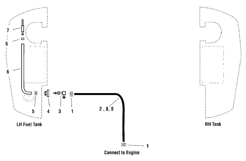 Fuel Supply Hose And Tank Replacement Parts Group Diagram and Parts List for 2650 5900705 Simplicity Lawn Tractor