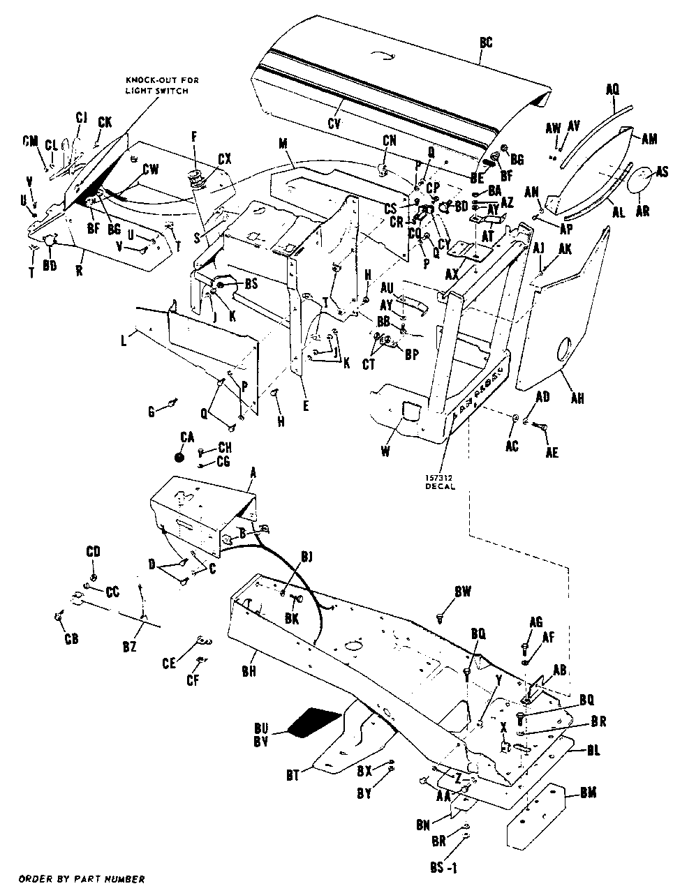 Frame Hood, Grill, Inst. Panel And Steering Post - Mfg Nos. 990308 Thru 990400 Diagram and Parts List for 2012 990400 Simplicity Lawn Tractor