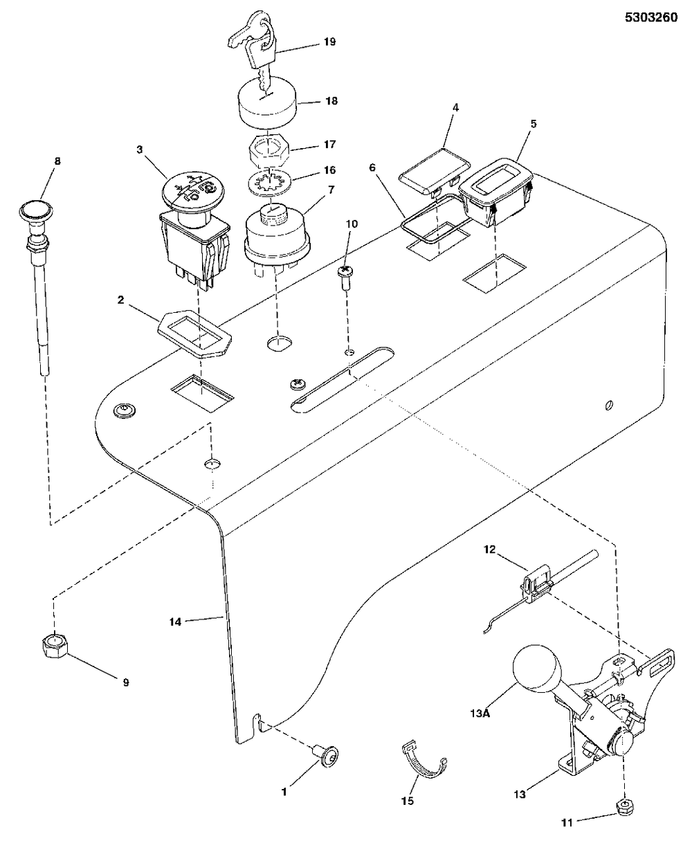 Instrument Control Panel Group (5303260) Diagram and Parts List for 5901743  Simplicity Lawn Tractor