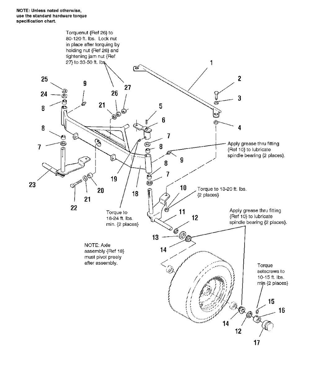 Front Axle Group Diagram and Parts List for 918H 1693413 Simplicity Lawn Tractor