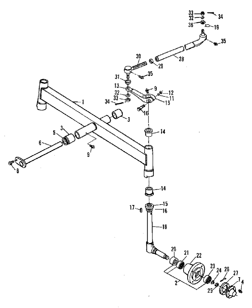 Axle - Front Group (3486i66) Diagram and Parts List for 9528 2097173 Simplicity Lawn Tractor