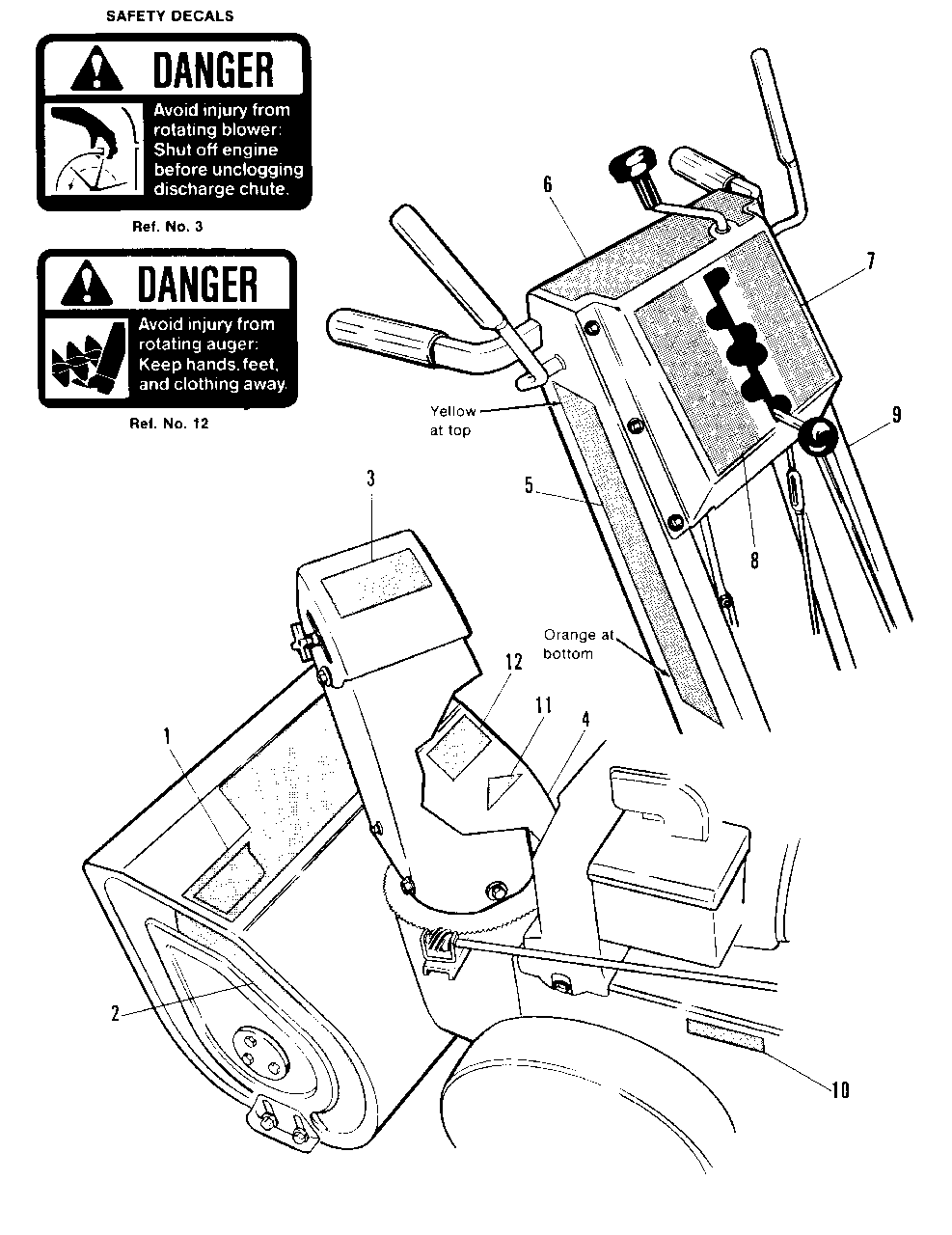 Decal Group Diagram and Parts List for 560M 1691374 Simplicity Snow Blower