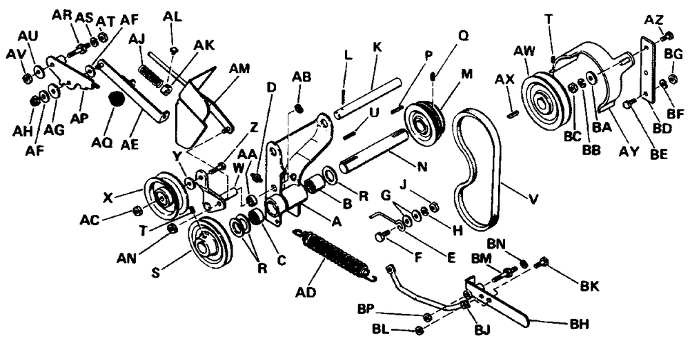 Power Take-Off Diagram and Parts List for 3212V 990571 Simplicity Lawn Tractor