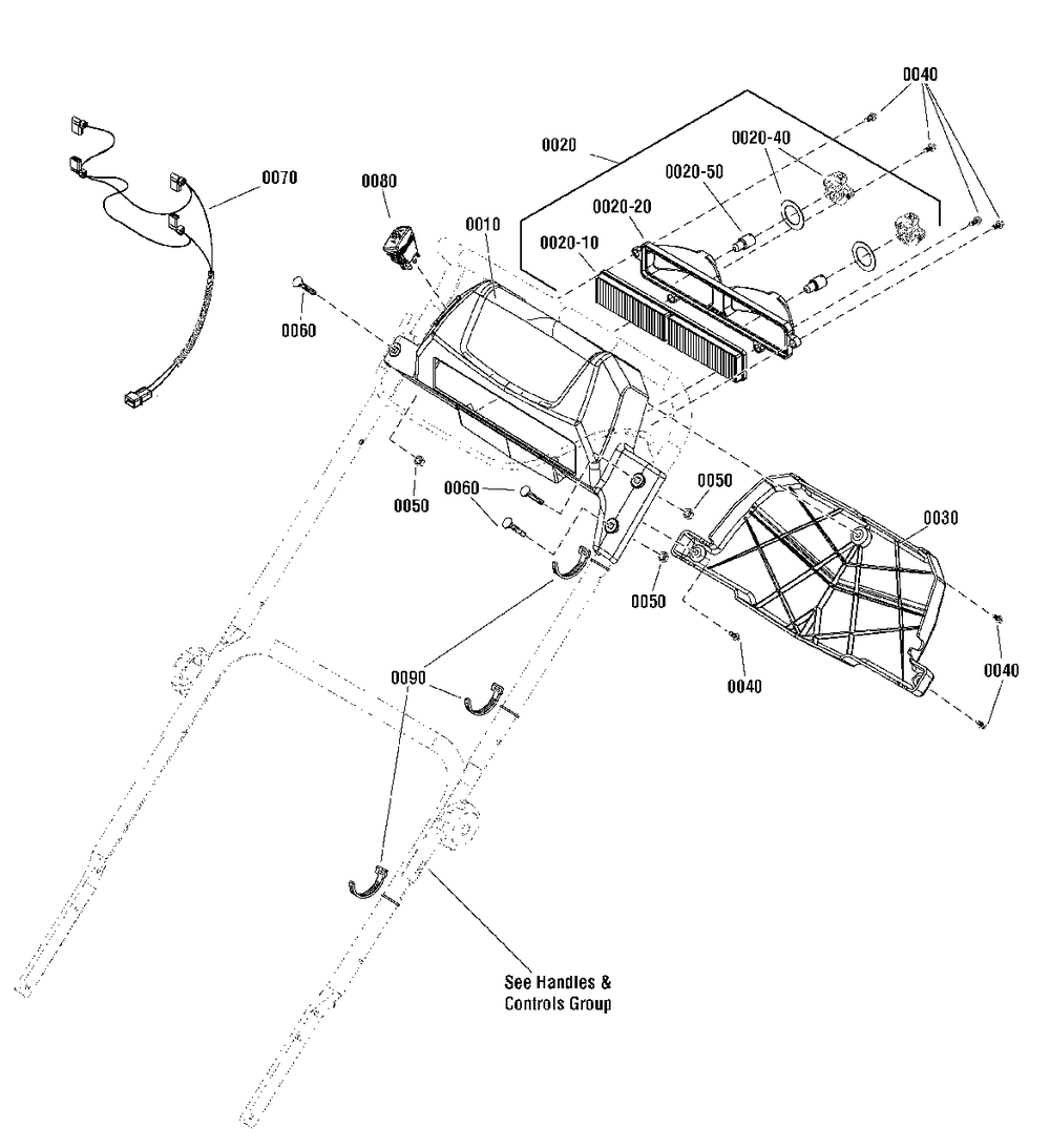 Light Panel Group Diagram and Parts List for 1222EE 1696755-00 Simplicity Snow Blower