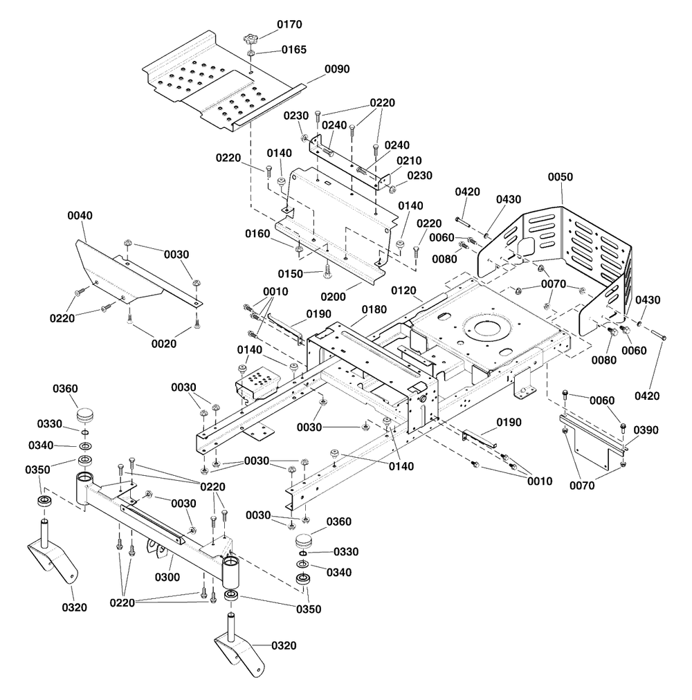 Frame Group Diagram and Parts List for SZT110 2691692-01 Simplicity Lawn Tractor