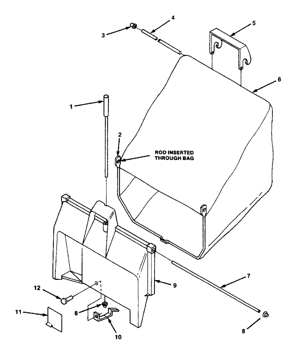 21-Inch Rear Grass Bag Group Diagram and Parts List for 1550ZS 1691727 Simplicity Lawn Mower