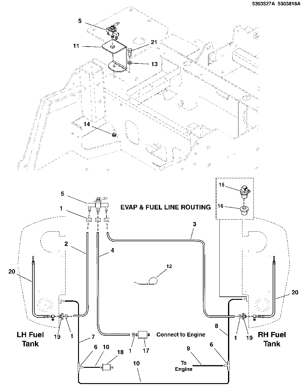 Fuel Supply Hose, Tank Replacement Parts, And Evap Group - S/N: 2017765516 And Below Diagram and Parts List for 5901748  Simplicity Lawn Tractor