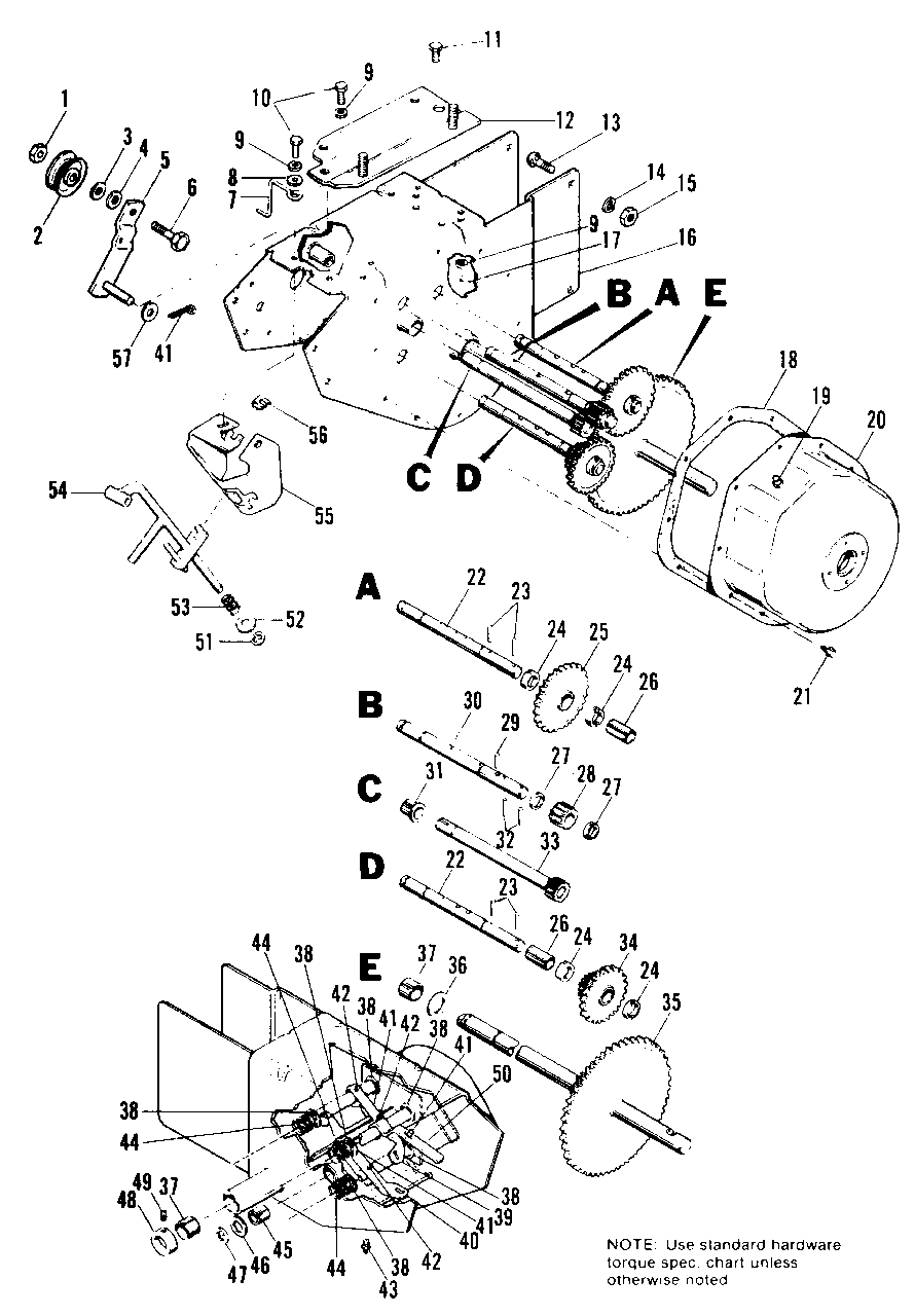 Transmission Group Diagram and Parts List for 1005 1690209 Simplicity Snow Blower
