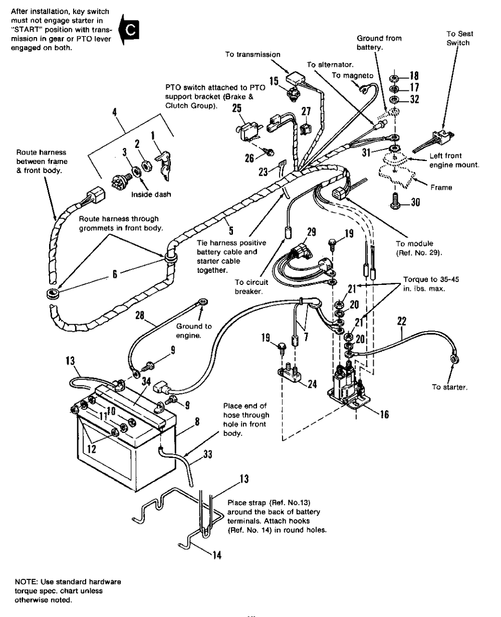 Electrical Group - Later Models With Ground Diagram and Parts List for 3110E 1691535 Simplicity Lawn Tractor