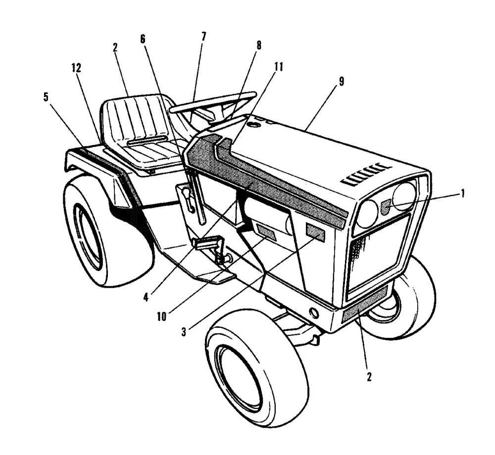 Decal Group Diagram and Parts List for 7116H 1690578 Simplicity Lawn Tractor