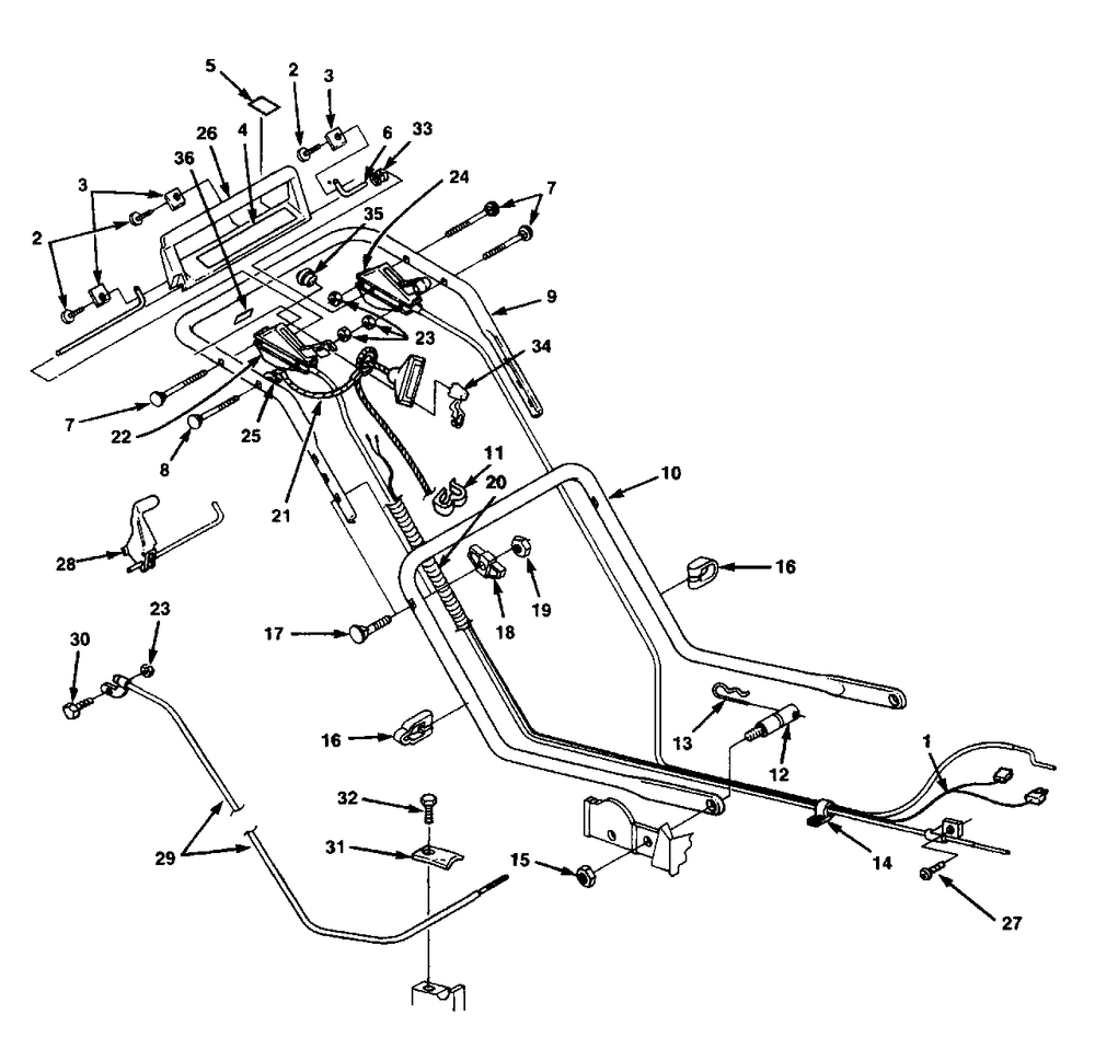 Handles And Controls Group Diagram and Parts List for 1550ZS 1691727 Simplicity Lawn Mower