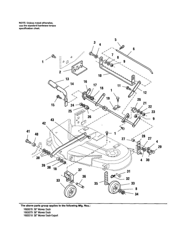 Height Adjustment/Gauge Wheels Diagram and Parts List for 1693218  Simplicity Lawn Tractor Accessories