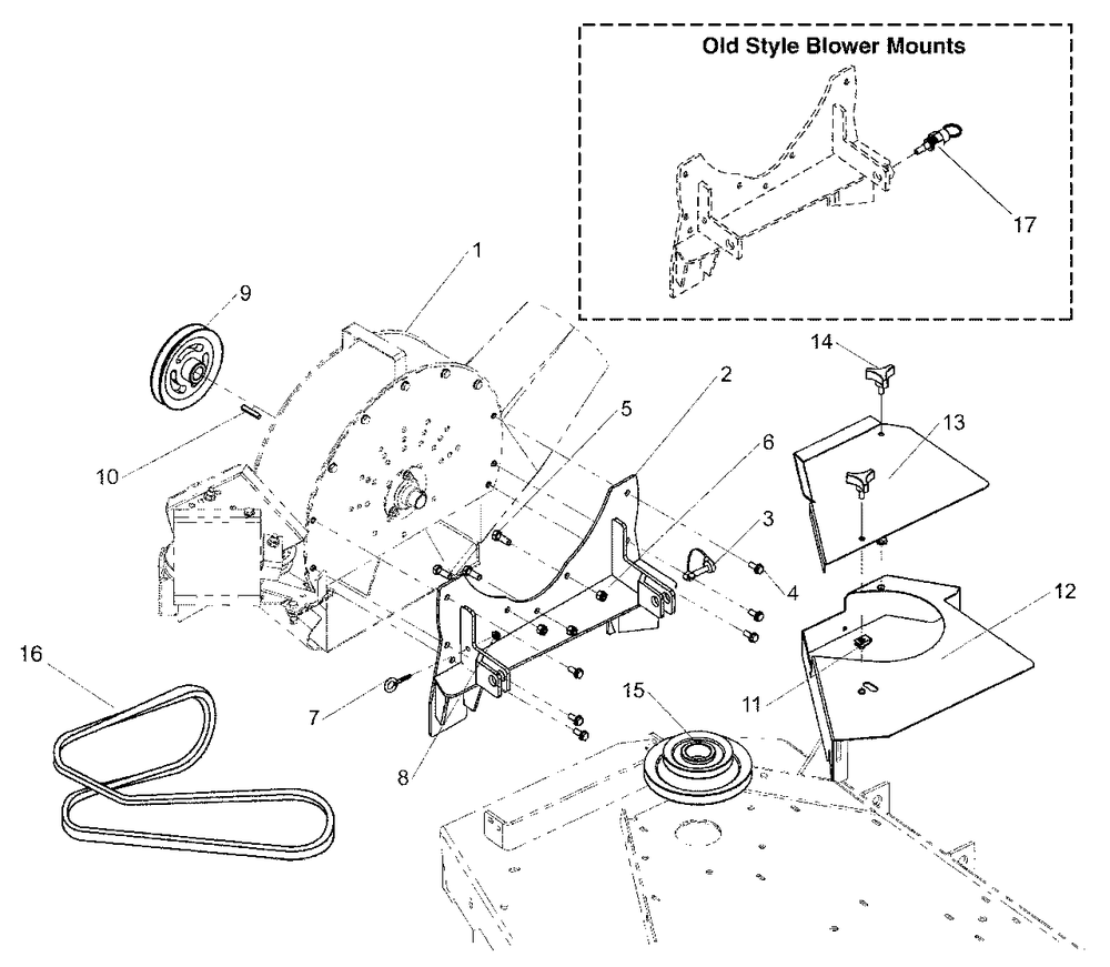Blower Mount And Drive Group (5300250) Diagram and Parts List for 5300027  Simplicity Lawn Tractor Accessories
