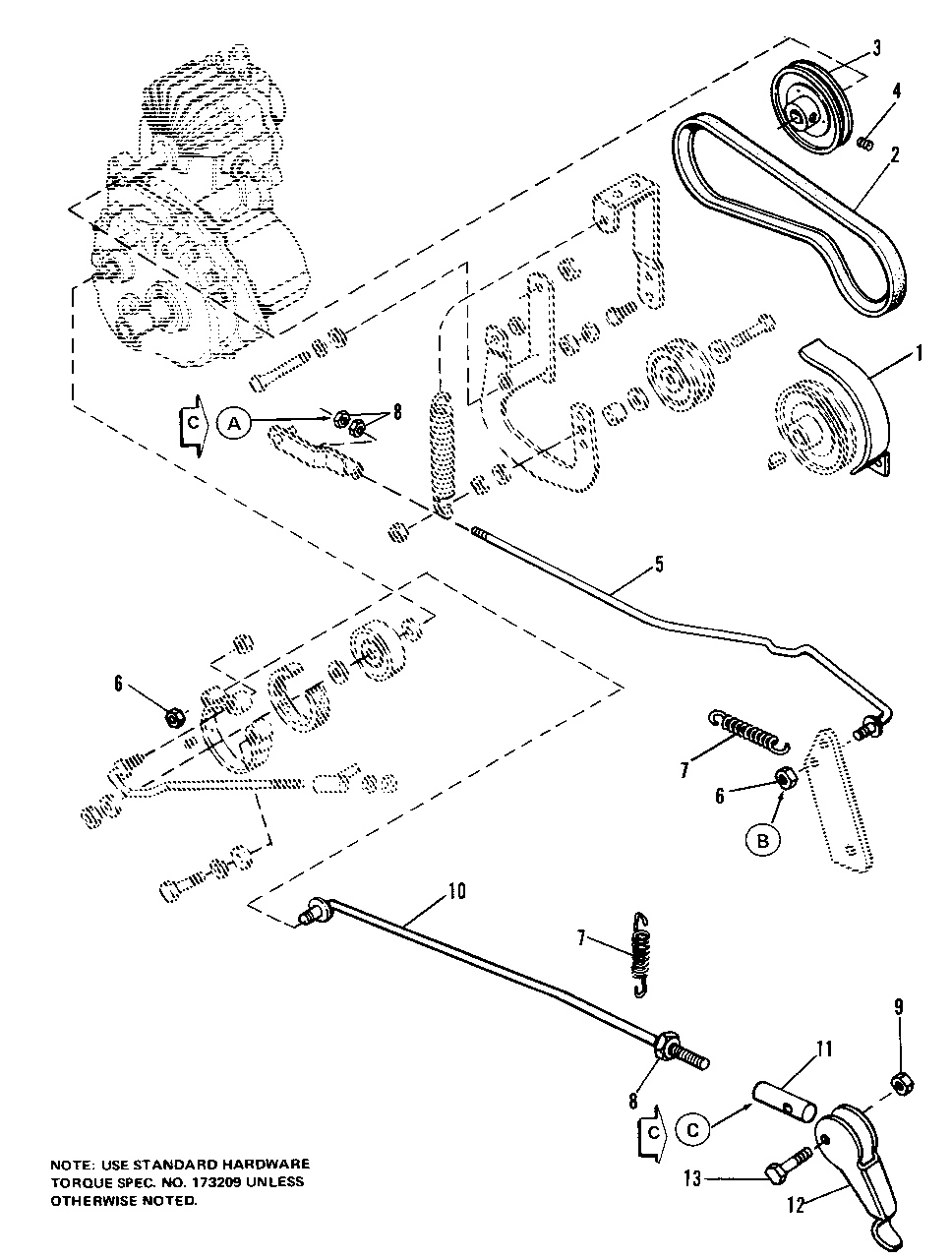 Clutch And Brake Control Group (7012, 7016, And 7018) Diagram and Parts List for 7012H 1690353 Simplicity Lawn Tractor