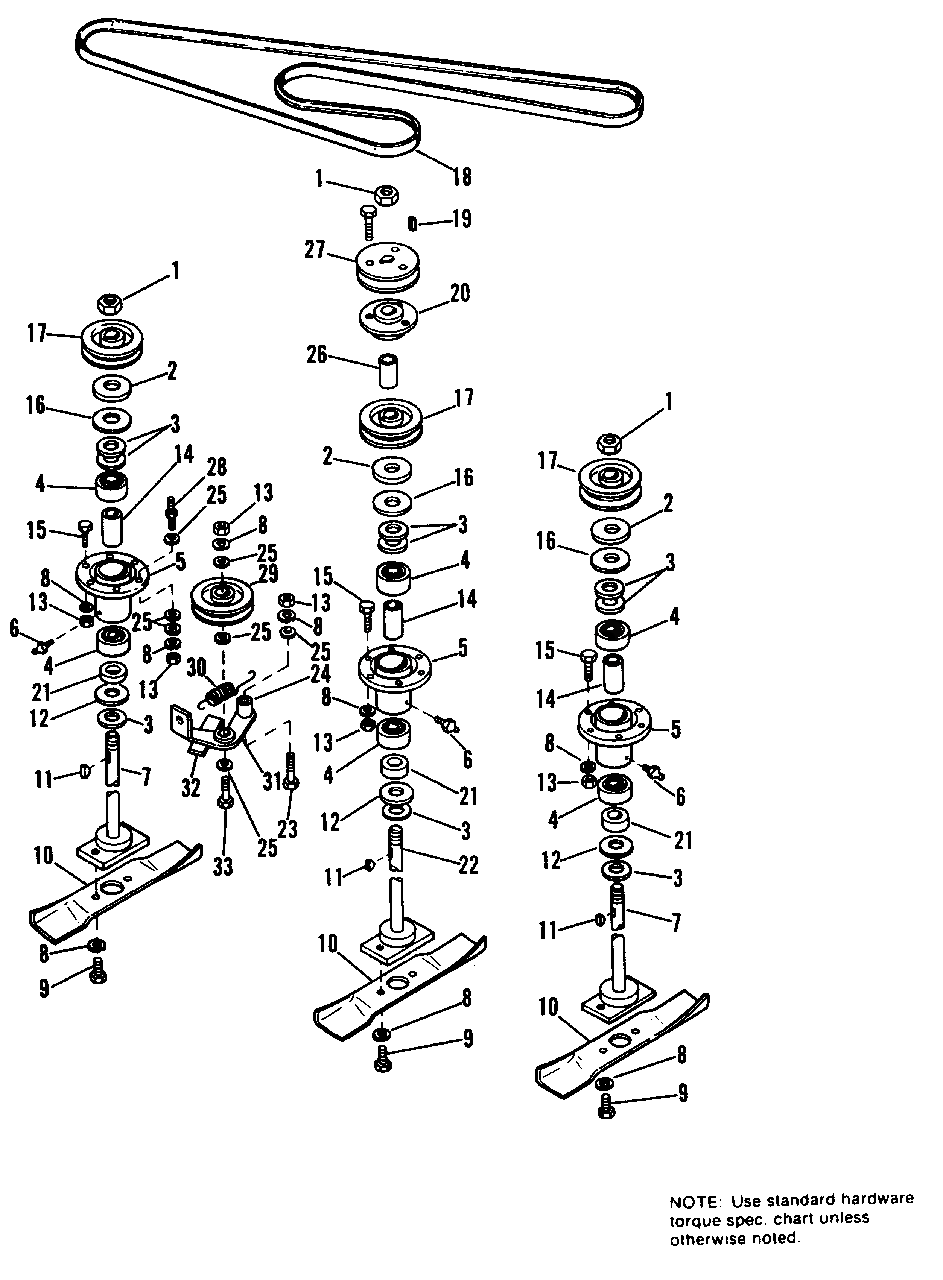 Arbor Group Diagram and Parts List for 7010 1690018 Simplicity Lawn Tractor