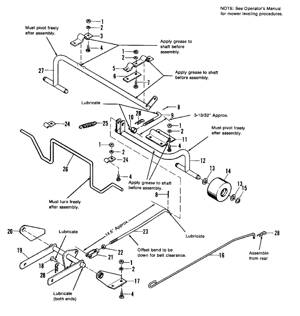 36-Inch Linkage And Roller Support Group Diagram and Parts List for 3110E 1691109 Simplicity Lawn Tractor
