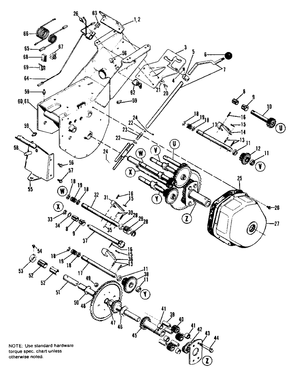 Transmission Group Diagram and Parts List for 325 990900 Simplicity Lawn Tractor
