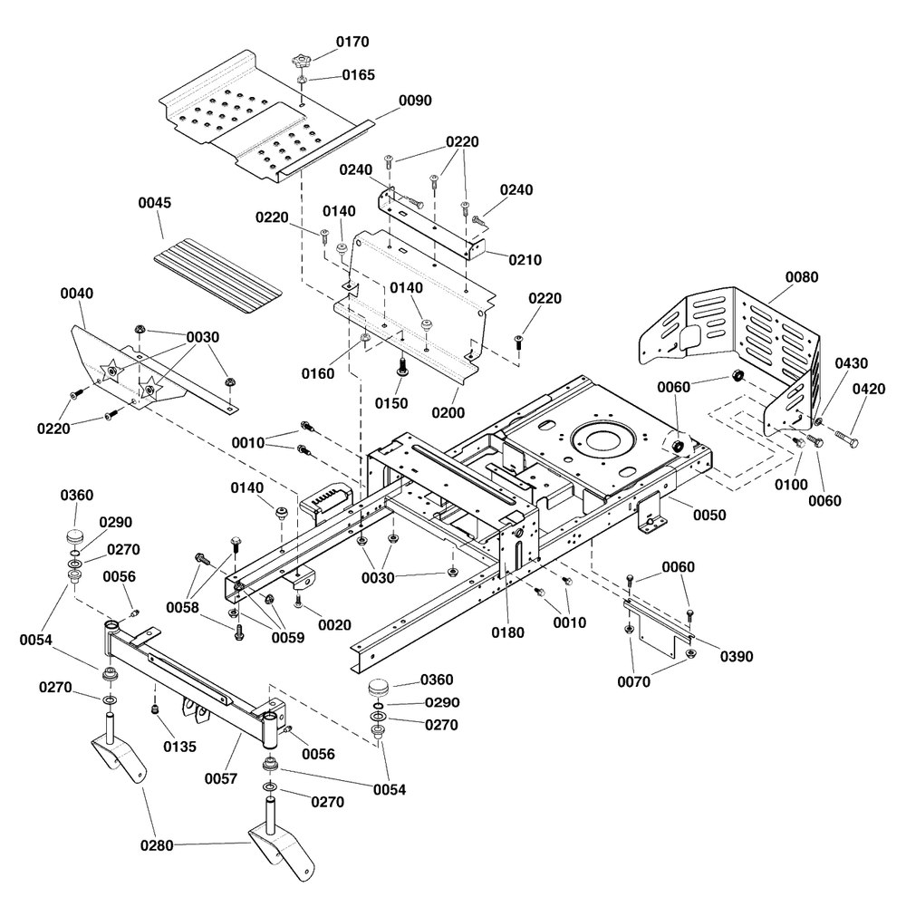 Frame Group Diagram and Parts List for SZT105 2692021-00 Simplicity Lawn Tractor