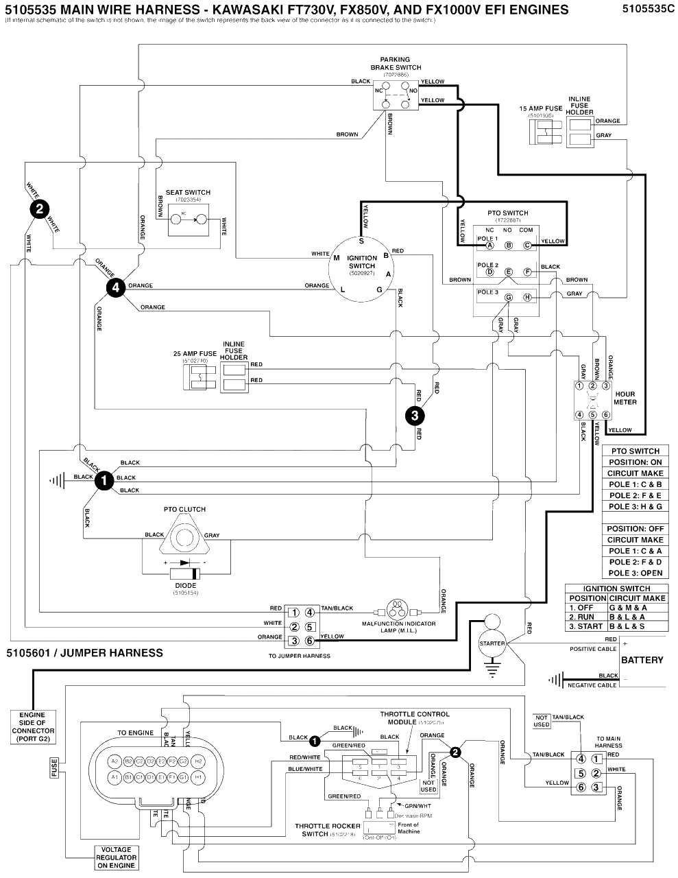 Electrical Schematic - Cranking Circuit - Kawasaki Ft730v, Fx850v, And Fx1000v Diagram and Parts List for 5901985  Simplicity Lawn Tractor