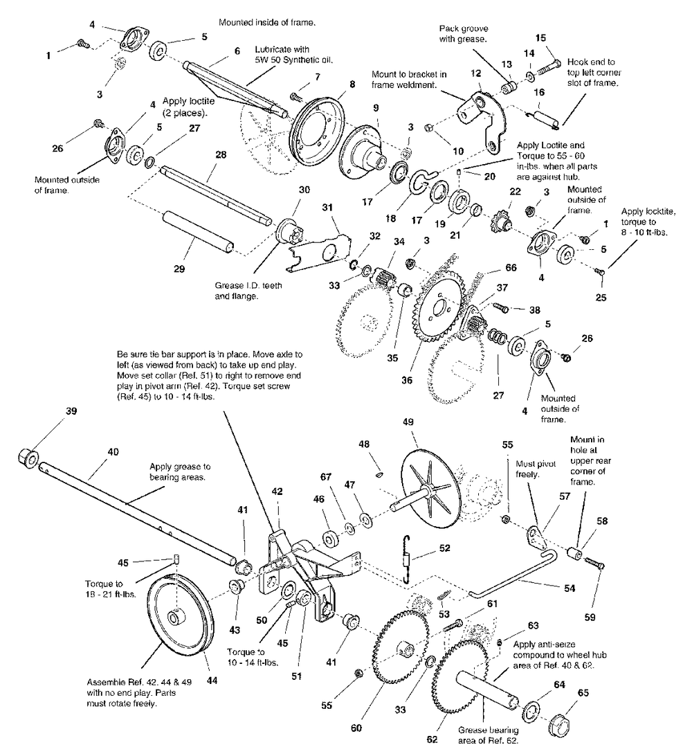 Traction Drive Group Diagram and Parts List for 1060E 1694440 Simplicity Snow Blower