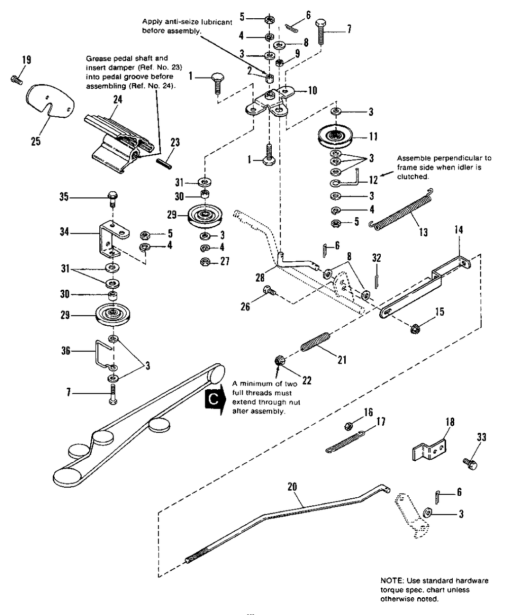 Brake And Clutch Group Diagram and Parts List for 4211H 1690913 Simplicity Lawn Tractor