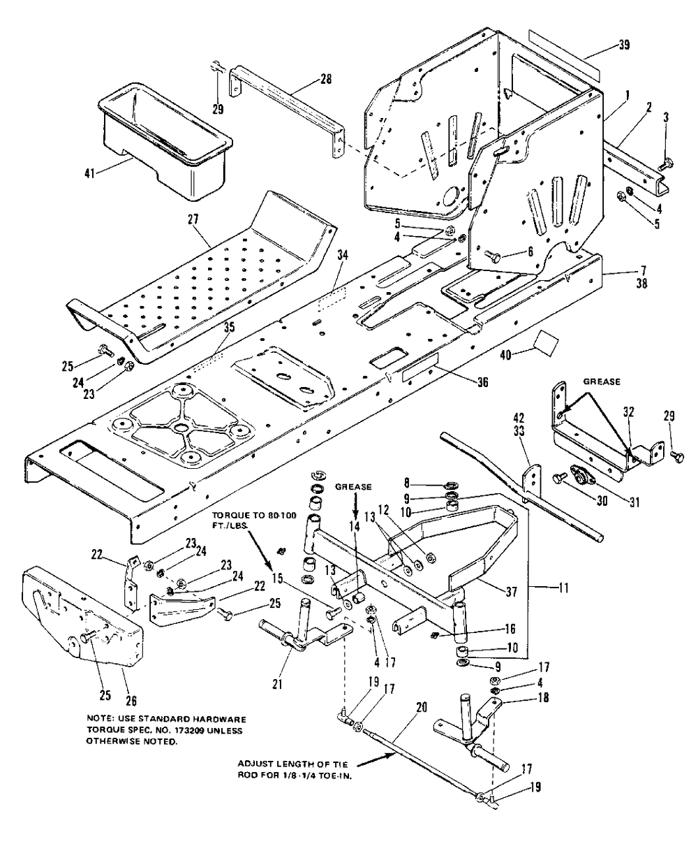 Frame And Front Axle Group(4008-4108-4208) Diagram and Parts List for 4208 1690176 Simplicity Lawn Tractor