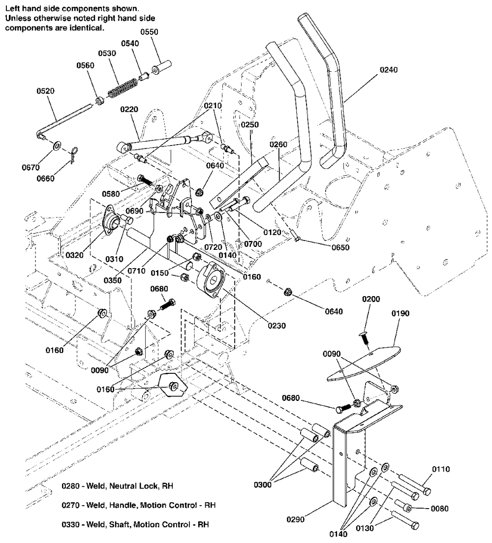Motion Control Group - Handles And Dampeners Diagram and Parts List for 5901743  Simplicity Lawn Tractor